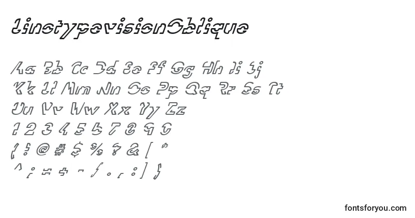 Czcionka LinotypevisionOblique – alfabet, cyfry, specjalne znaki
