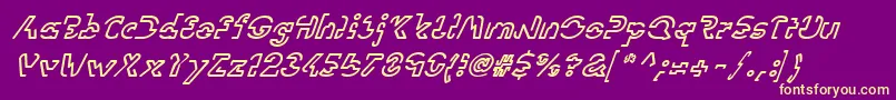 LinotypevisionOblique-Schriftart – Gelbe Schriften auf violettem Hintergrund