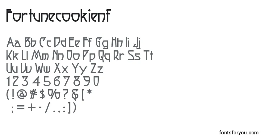A fonte Fortunecookienf (78108) – alfabeto, números, caracteres especiais