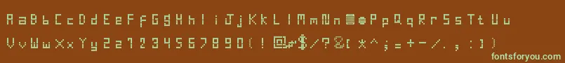 フォントRoundTech – 緑色の文字が茶色の背景にあります。