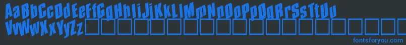 Spund-Schriftart – Blaue Schriften auf schwarzem Hintergrund