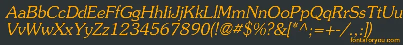 AgSouvenirItalic-Schriftart – Orangefarbene Schriften auf schwarzem Hintergrund
