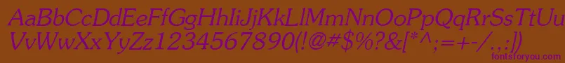 AgSouvenirItalic Font – Purple Fonts on Brown Background