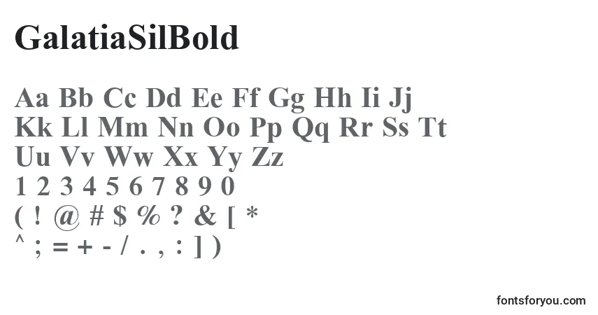 A fonte GalatiaSilBold – alfabeto, números, caracteres especiais