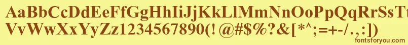 フォントGalatiaSilBold – 茶色の文字が黄色の背景にあります。