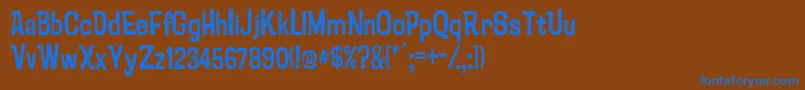 フォントPsychatronic – 茶色の背景に青い文字