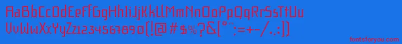 フォントF1SecuenciaQuadFfp – 赤い文字の青い背景