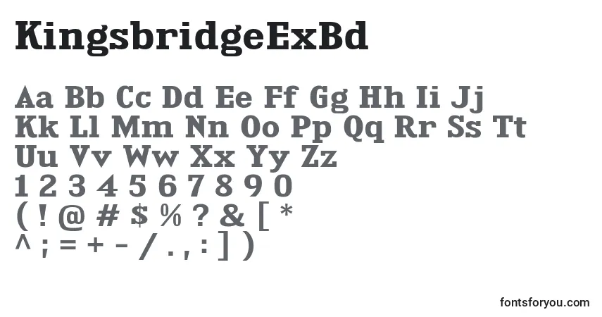 Czcionka KingsbridgeExBd – alfabet, cyfry, specjalne znaki