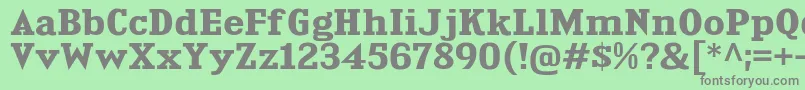 KingsbridgeExBd-fontti – harmaat kirjasimet vihreällä taustalla