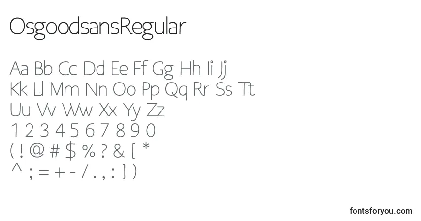 A fonte OsgoodsansRegular (78115) – alfabeto, números, caracteres especiais