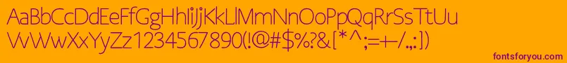 OsgoodsansRegular-Schriftart – Violette Schriften auf orangefarbenem Hintergrund