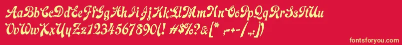 LacledeCat Font – Yellow Fonts on Red Background