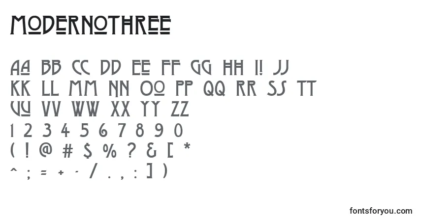 ModernoThree Font – alphabet, numbers, special characters