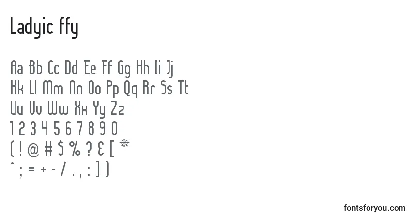 Schriftart Ladyic ffy – Alphabet, Zahlen, spezielle Symbole