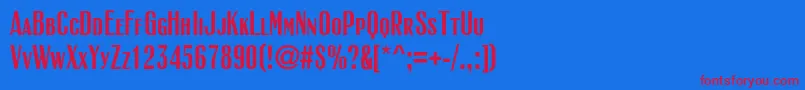 フォントRubricasmallcapsc – 赤い文字の青い背景