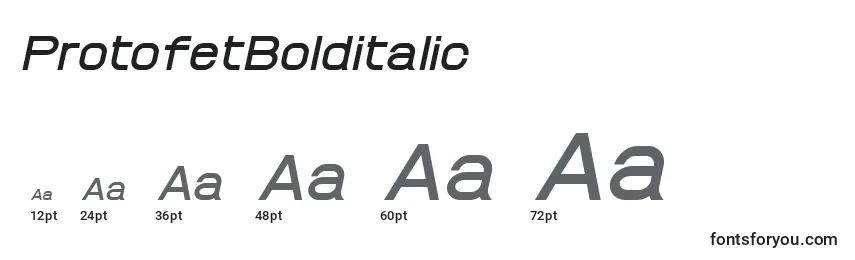 Размеры шрифта ProtofetBolditalic