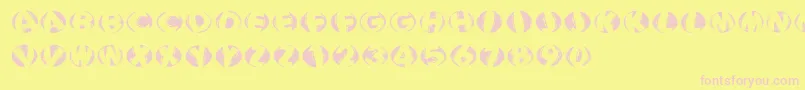Woodcuttedcapsinversfs Font – Pink Fonts on Yellow Background