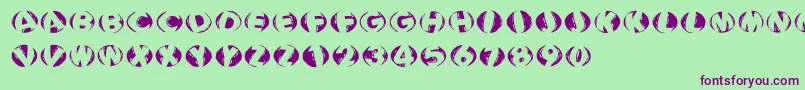 Woodcuttedcapsinversfs Font – Purple Fonts on Green Background