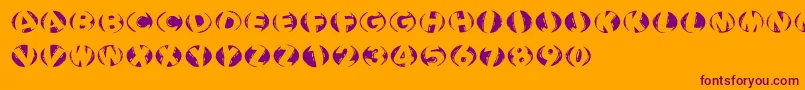 Woodcuttedcapsinversfs-Schriftart – Violette Schriften auf orangefarbenem Hintergrund