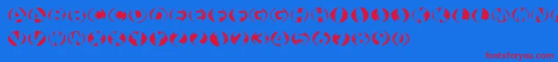 Woodcuttedcapsinversfs-Schriftart – Rote Schriften auf blauem Hintergrund