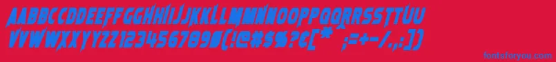 LaserRodBoldItalic-fontti – siniset fontit punaisella taustalla