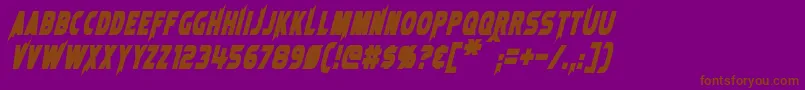 LaserRodBoldItalic-Schriftart – Braune Schriften auf violettem Hintergrund