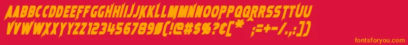 LaserRodBoldItalic Font – Orange Fonts on Red Background