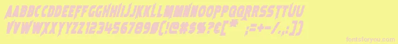 フォントLaserRodBoldItalic – ピンクのフォント、黄色の背景