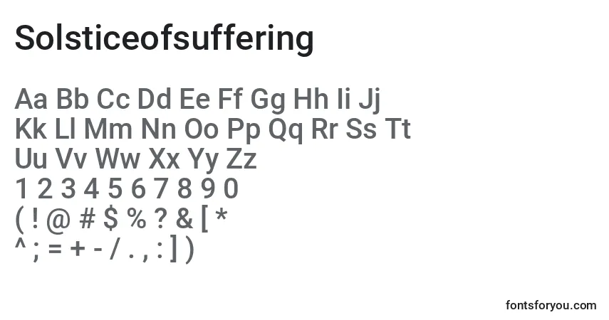 Шрифт Solsticeofsuffering – алфавит, цифры, специальные символы