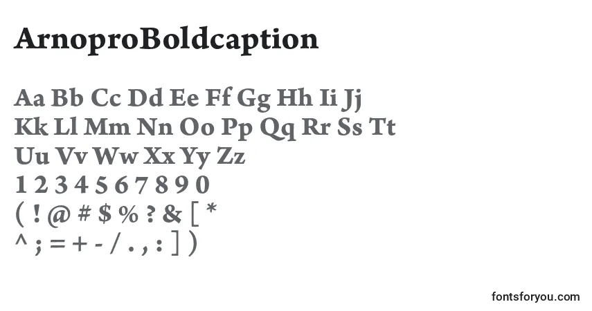 A fonte ArnoproBoldcaption – alfabeto, números, caracteres especiais