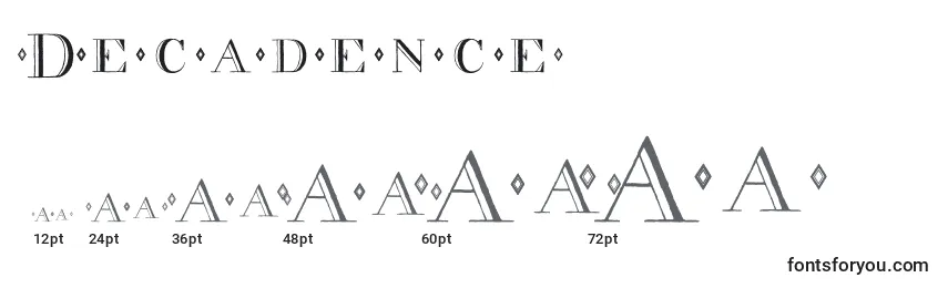 Размеры шрифта Decadence