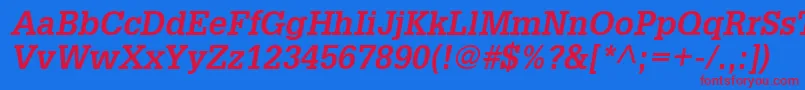 InstallationSsiBoldItalic Font – Red Fonts on Blue Background