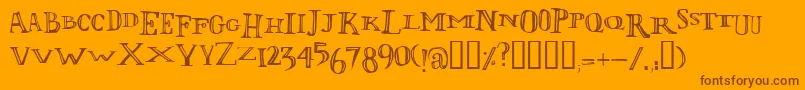 LolivierIrregular-Schriftart – Braune Schriften auf orangefarbenem Hintergrund