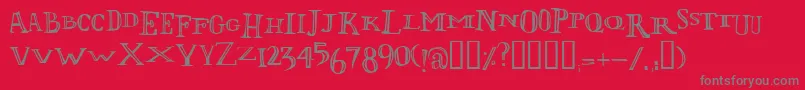 フォントLolivierIrregular – 赤い背景に灰色の文字