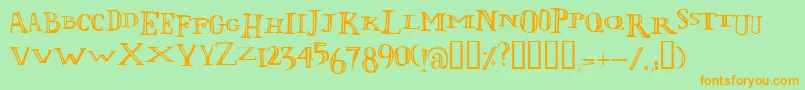 LolivierIrregular-Schriftart – Orangefarbene Schriften auf grünem Hintergrund