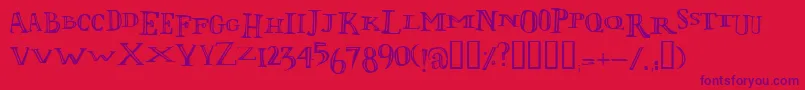 Czcionka LolivierIrregular – fioletowe czcionki na czerwonym tle