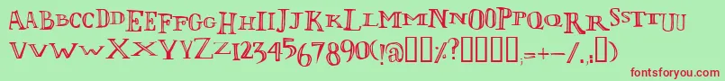 LolivierIrregular Font – Red Fonts on Green Background