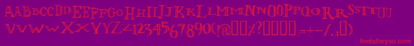 LolivierIrregular-Schriftart – Rote Schriften auf violettem Hintergrund