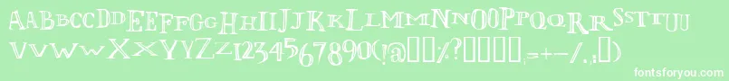 フォントLolivierIrregular – 緑の背景に白い文字