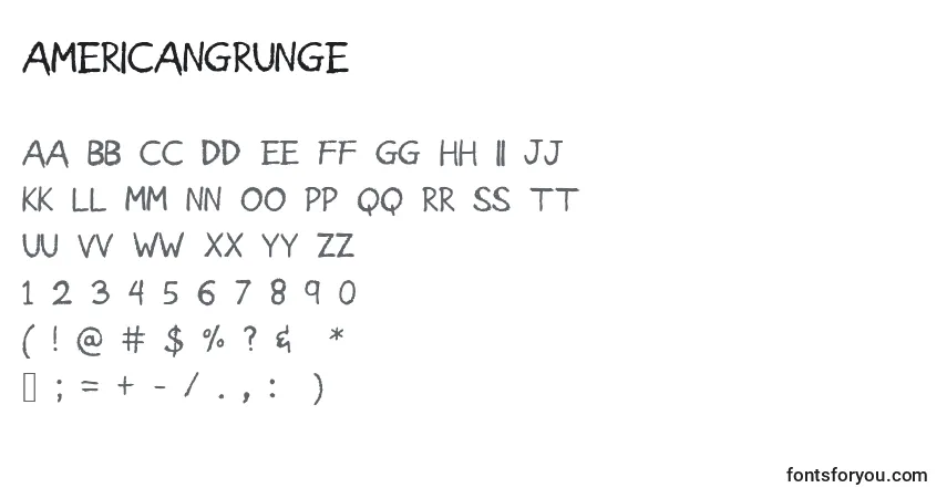 A fonte AmericanGrunge – alfabeto, números, caracteres especiais