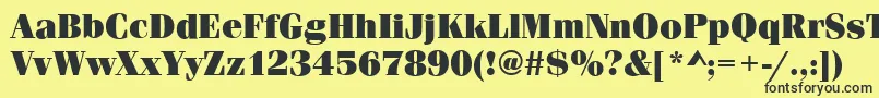 フォントFerraraUltraRegular – 黒い文字の黄色い背景