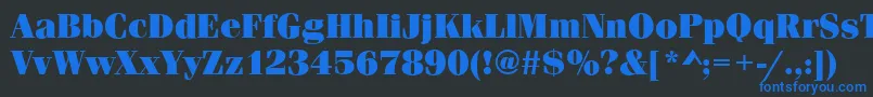 フォントFerraraUltraRegular – 黒い背景に青い文字