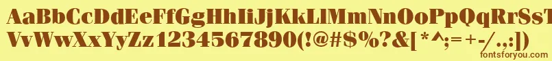 Czcionka FerraraUltraRegular – brązowe czcionki na żółtym tle
