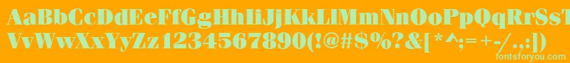 FerraraUltraRegular-fontti – vihreät fontit oranssilla taustalla