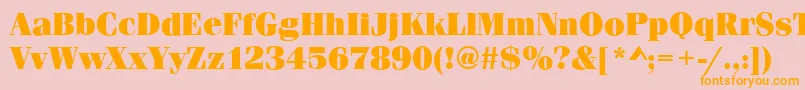 フォントFerraraUltraRegular – オレンジの文字がピンクの背景にあります。