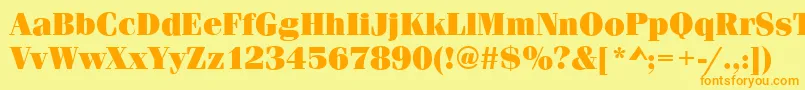 FerraraUltraRegular-fontti – oranssit fontit keltaisella taustalla