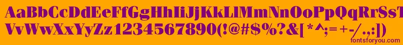 Czcionka FerraraUltraRegular – fioletowe czcionki na pomarańczowym tle