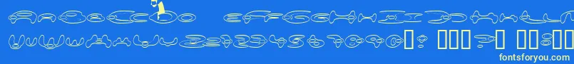 Alieo-Schriftart – Gelbe Schriften auf blauem Hintergrund