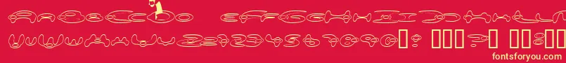 Alieo-Schriftart – Gelbe Schriften auf rotem Hintergrund