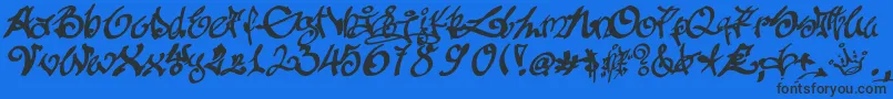 TaggingZher1 Font – Black Fonts on Blue Background